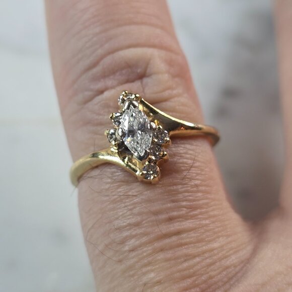 Womens Vintage Estate 14K Yellow Gold Diamond Ring, 2.3g E1839 - Picture 6 of 6